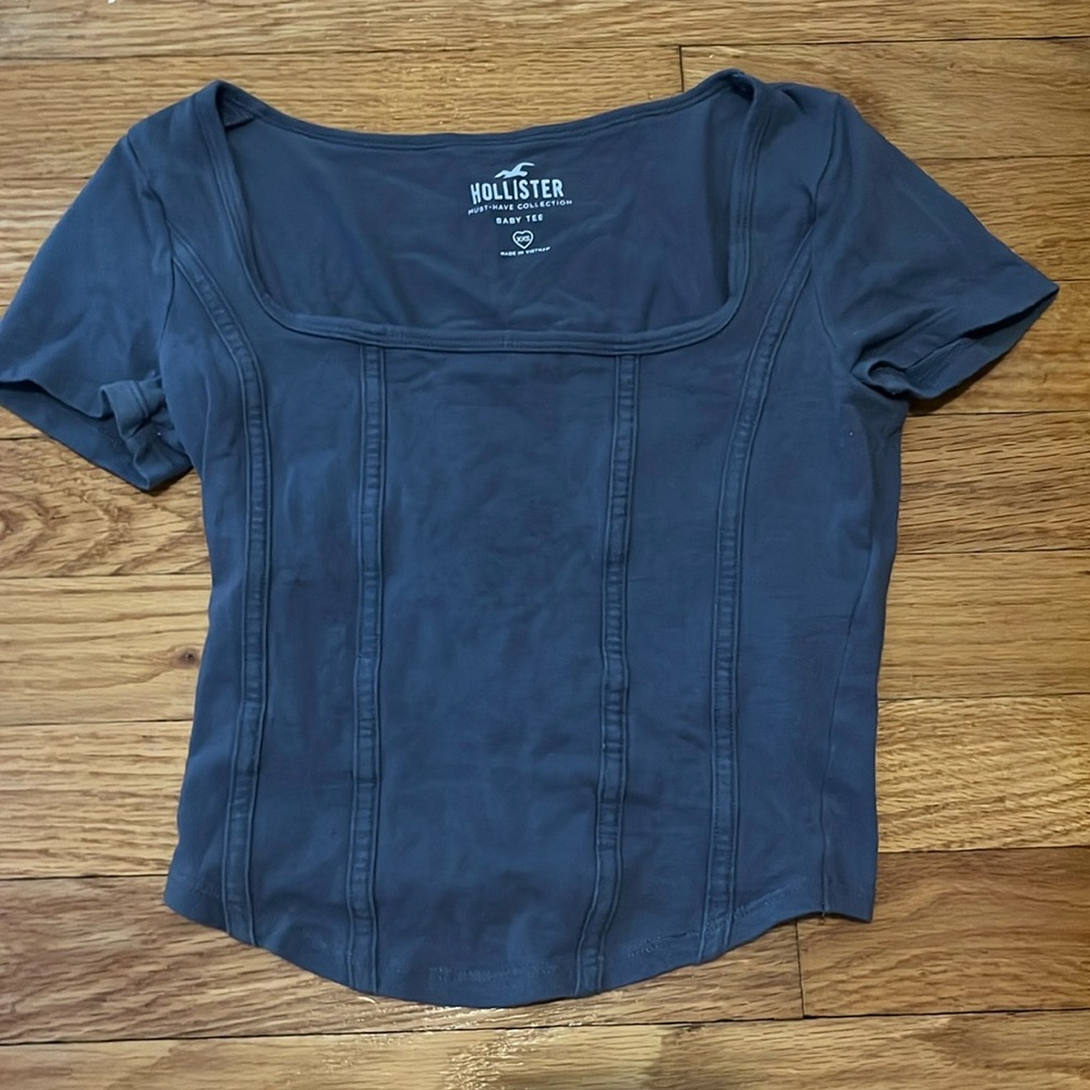 COPY - dark blue hollister xxs corset-like baby tee